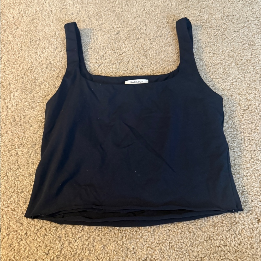 Babaton Black Square-Neck Crop Tank